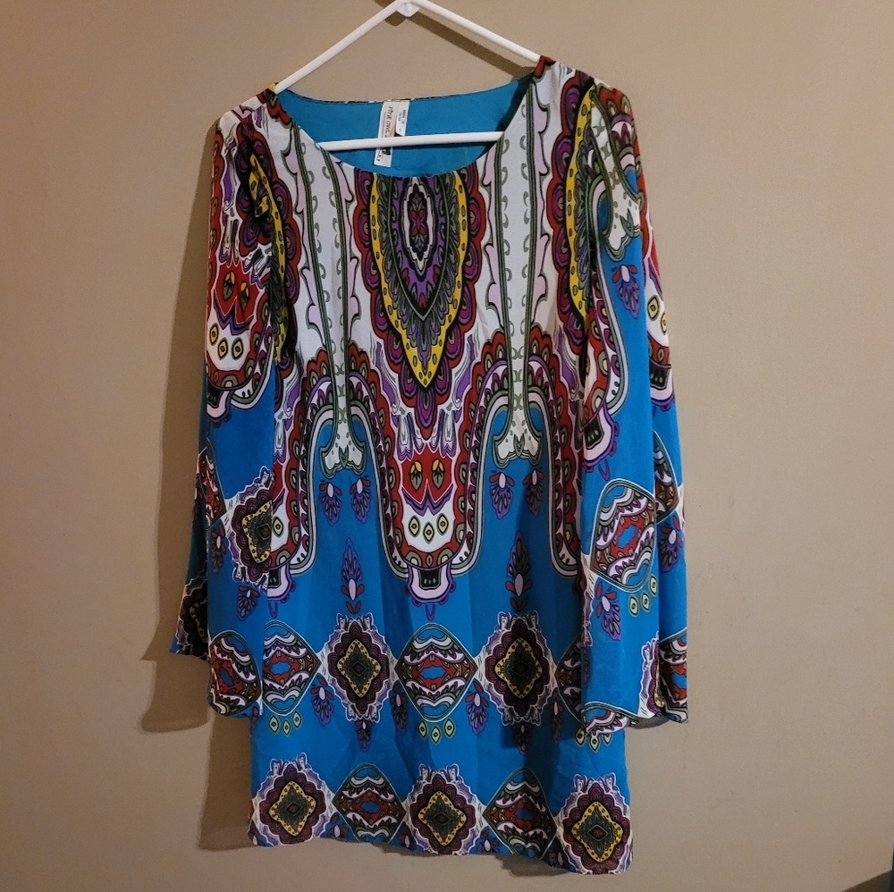 Pink Owl Multicolor Patterned Top Small - image 1